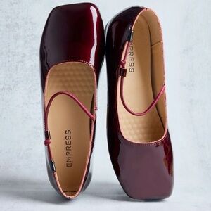 Empress NWOT Wine Burgundy Square Toe Ballet Flat